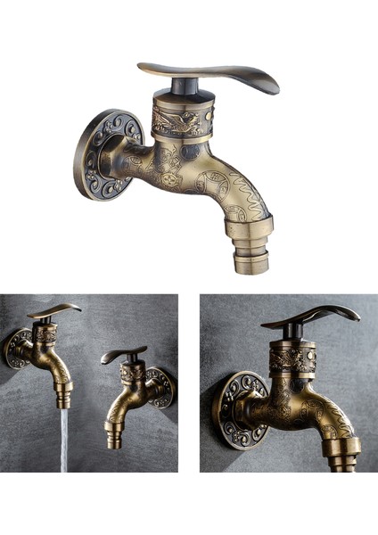 Antika Duvar Dağı Çinko Alaşım Bibcock Bahçe Musluk Açık Paspas Musluklar Bronz (Yurt Dışından) fırsatları