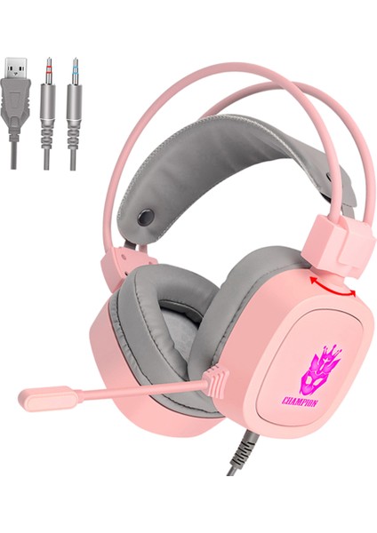 S100 Gaming Headset 7.1 Kanal 3.5mm / USB Kablolu Kulaklık Rgb Işık 50MM Sürücü Oyunu Kulaklık Gürültü Laptop Gamer Pc Için Iptal - Pembe 3.5mm (Yurt Dışından)