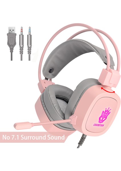 S100 Gaming Headset 7.1 Kanal 3.5mm / USB Kablolu Kulaklık Rgb Işık 50MM Sürücü Oyunu Kulaklık Gürültü Laptop Gamer Pc Için Iptal - Pembe 3.5mm (Yurt Dışından)