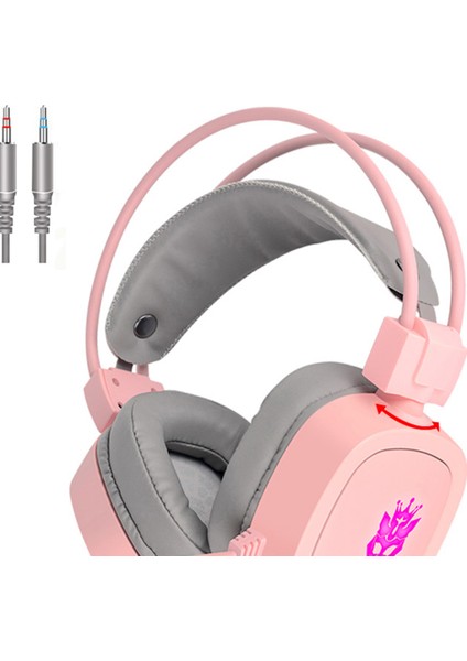 S100 Gaming Headset 7.1 Kanal 3.5mm / USB Kablolu Kulaklık Rgb Işık 50MM Sürücü Oyunu Kulaklık Gürültü Laptop Gamer Pc Için Iptal - Pembe 3.5mm (Yurt Dışından)