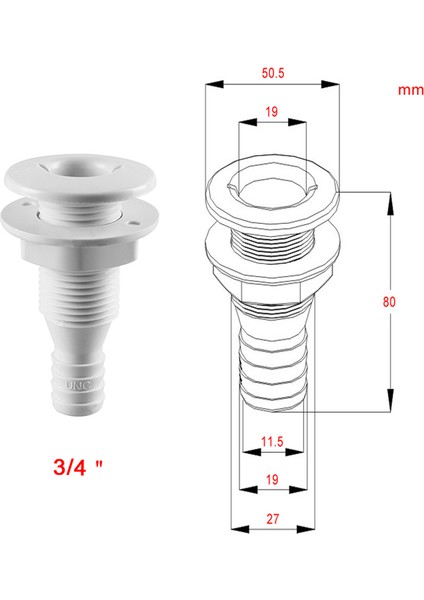 3/4 "plastik Thru-Hull Sintine Pompa Tahliye Veya Havalandırma Hortumu Tekneler Için Uydurma 3 4 Inç (Yurt Dışından) fiyatları