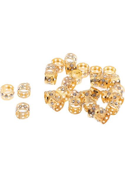 F Fityle 30 Adet Kristal Saç Manşetleri Alüminyum Dreadlock Boncuk Dıy Hairstyle Örgü Altın (Yurt Dışından)