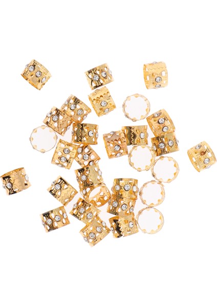 F Fityle 30 Adet Kristal Saç Manşetleri Alüminyum Dreadlock Boncuk Dıy Hairstyle Örgü Altın (Yurt Dışından) fiyatları