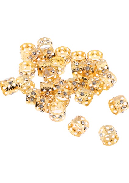 F Fityle 30 Adet Kristal Saç Manşetleri Alüminyum Dreadlock Boncuk Dıy Hairstyle Örgü Altın (Yurt Dışından) indirimleri