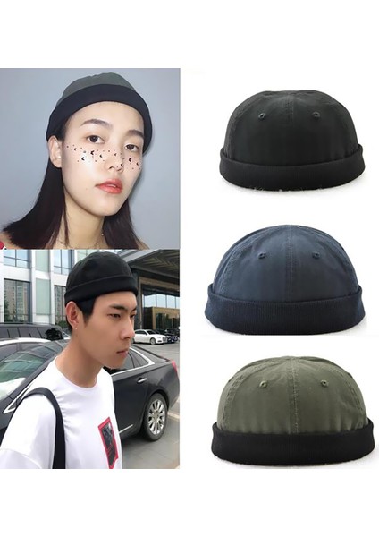 F Fityle Erkekler Biker Şapka Kafatası Beanie Barısız Kanca ve Döngü Docker Şapka (Yurt Dışından)