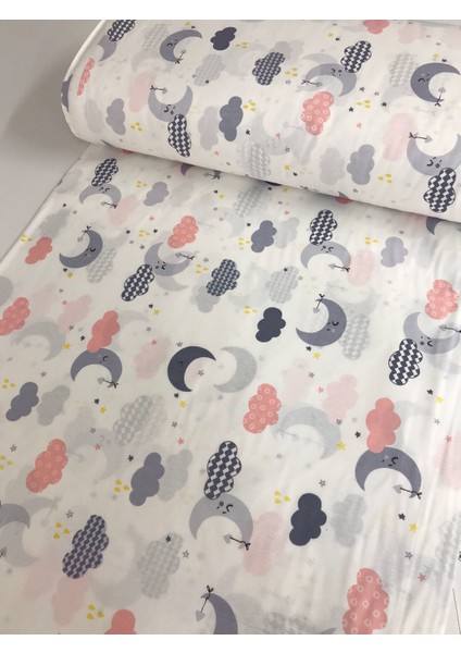 Pamuklu Bebek ve Çocuk Lastikli Çarşaf Gri Tatlı Bulutlar 100X160