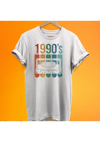 1990'S Doksanlar Baskılı %100 Pamuk Oversize T-Shirt Büyük Beden Tişört