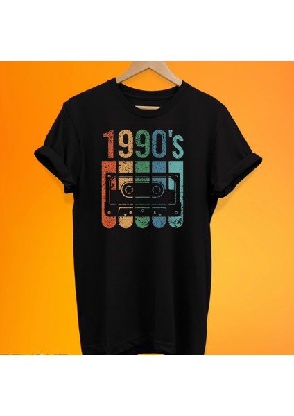 1990'S Doksanlar Baskılı %100 Pamuk Oversize T-Shirt Büyük Beden Tişört