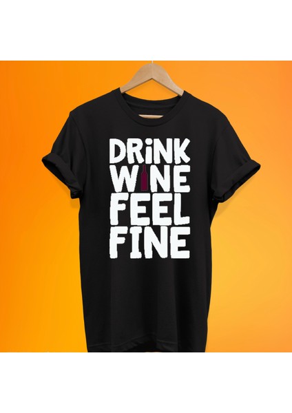 Drink Wine Baskılı %100 Pamuk Oversize T-Shirt Büyük Beden Tişört