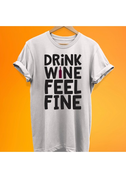 Drink Wine Baskılı %100 Pamuk Oversize T-Shirt Büyük Beden Tişört