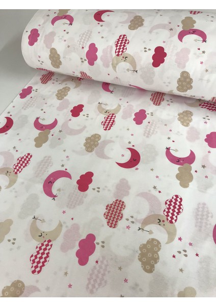 Pamuklu Bebek ve Çocuk Lastikli Çarşaf Pembe Tatlı Bulutlar 50X90