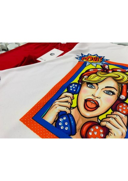 Kız Çocuk Pop Art Baskılı Oversize Bluz Renkli Tayt Ikili Takım fırsatları