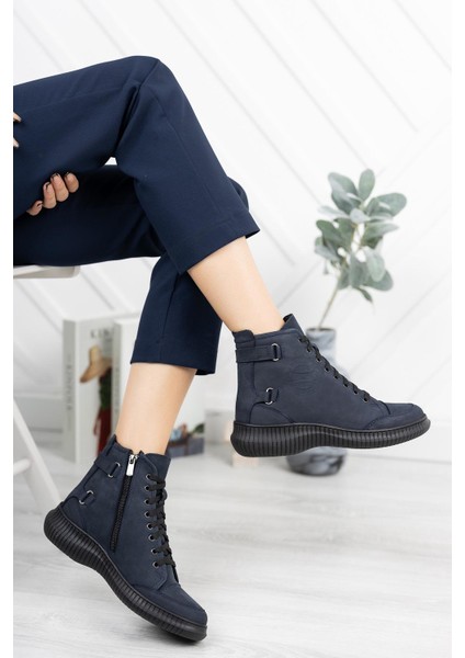 Deri Fermuarlı Günlük Bağcıklı Kısa Kadın Bot / Bootie fiyatları