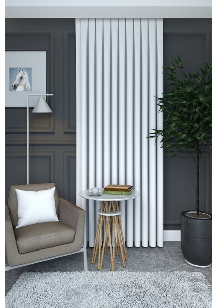 Beyaz Düz Renk Pileli Petek Dokulu Fon Perde, 1/3 Sık Pile, Tek Kanat 50 x 270 cm fırsatları