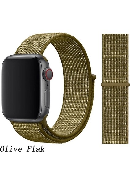 Desenli Apple Watch 1 2 3 Için 42MM Nike Loop Model Kayış Cırtlı Olive Flak Efsane Renk