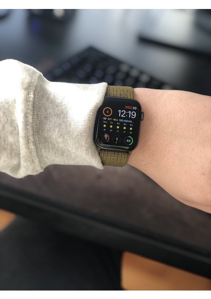 Desenli Apple Watch 1 2 3 Için 42MM Nike Loop Model Kayış Cırtlı Olive Flak Efsane Renk
