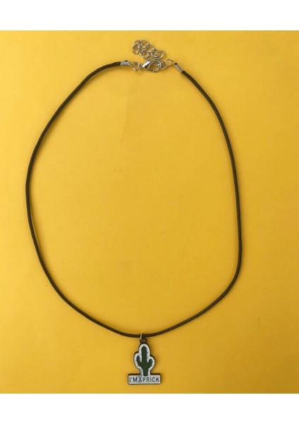 Kaktüs Bitki Suni Deri Ipli Renkli Unisex Metal Kolye PYTKK0LYE00131