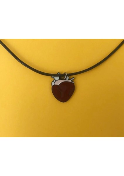 Kalp Suni Deri Ipli Renkli Unisex Metal Kolye PYTKK0LYE00132