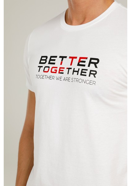 CT778 Ray Slogan T-shirt Beyaz Erkek Kısa Kol T-Shirt fırsatları