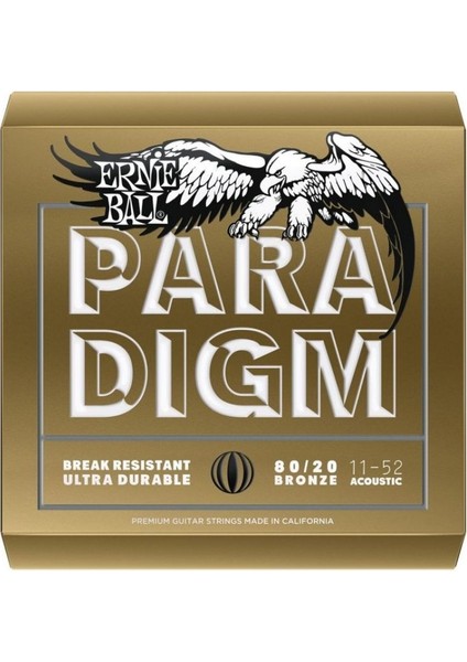 Ernıe Ball P02088 Paradigm Medium Light 80/20 Bronz 11-52 Akustik Gitar Tel Seti