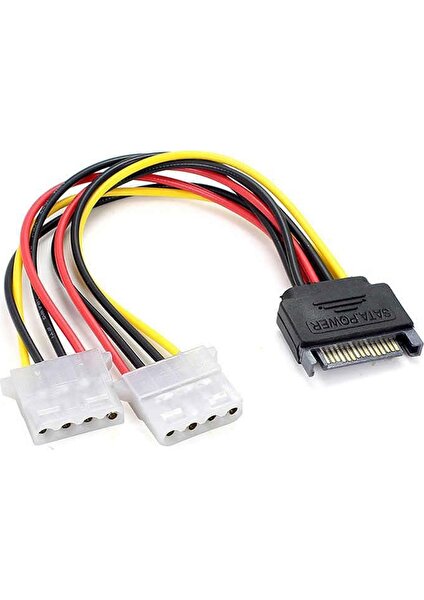 Sata 15 Pin Erkek To Molex 4 Pin Dişi Y Power Kablo Sata 15 Pin Erkek Power To 2x Molex 4 Pin Dişi Y Power Kablo