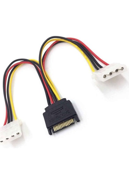 Sata 15 Pin Erkek To Molex 4 Pin Dişi Y Power Kablo Sata 15 Pin Erkek Power To 2x Molex 4 Pin Dişi Y Power Kablo