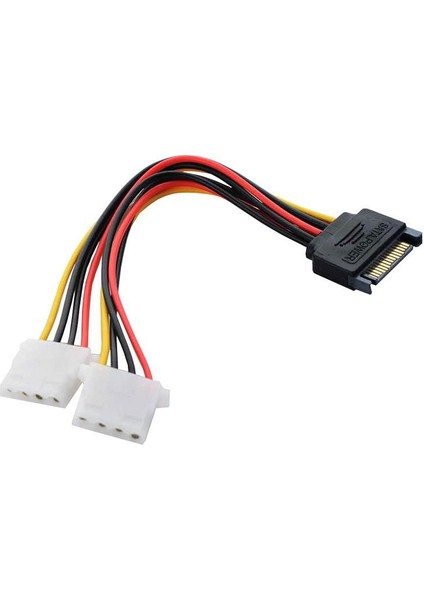 Sata 15 Pin Erkek To Molex 4 Pin Dişi Y Power Kablo Sata 15 Pin Erkek Power To 2x Molex 4 Pin Dişi Y Power Kablo