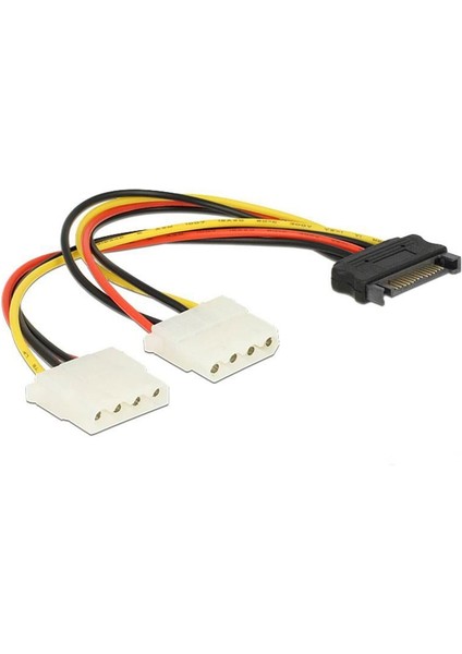 Sata 15 Pin Erkek To Molex 4 Pin Dişi Y Power Kablo Sata 15 Pin Erkek Power To 2x Molex 4 Pin Dişi Y Power Kablo