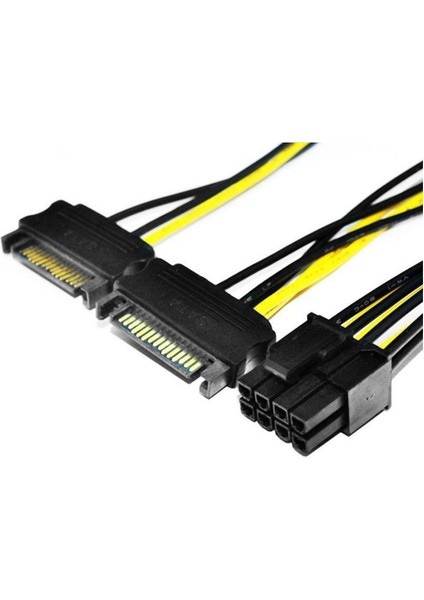 VGA Power Kablo 2x Sata To 8 Pin (6+2 ) Pcı-Ex Dönüştürücü Güç Kablosu 8 Pin To 2x Sata Erkek Power Kablo