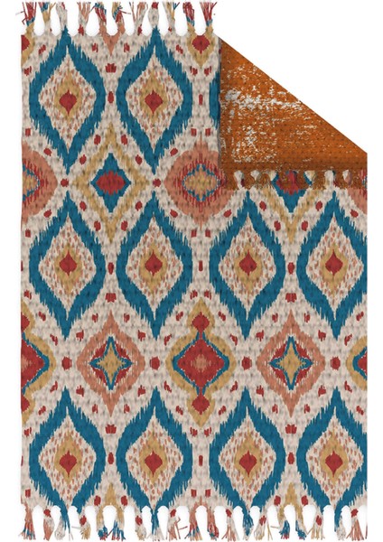 Vintage Desenli Çift Taraflı Yıkanabilir Saçaklı Uşak Dokuma Kilim BABIL-8011