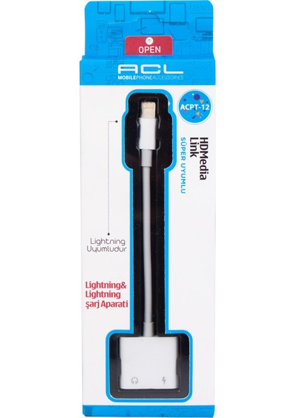 Lightning Iphone Kulaklık ve Şarj Girişi Aparatı ACPT12