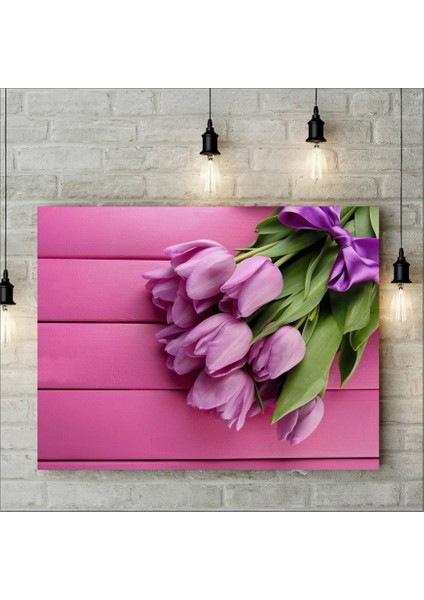 Pembe Lale Buketi Kanvas Tablo