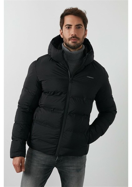Nolan Coat Erkek Şişme Mont Parka Siyah V8