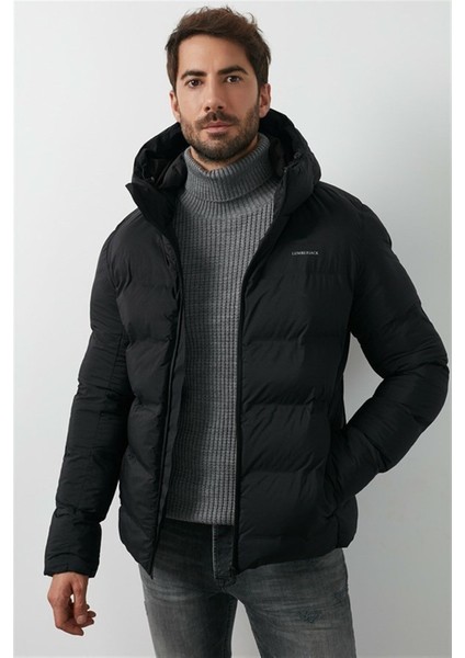 Nolan Coat Erkek Şişme Mont Parka Siyah V8