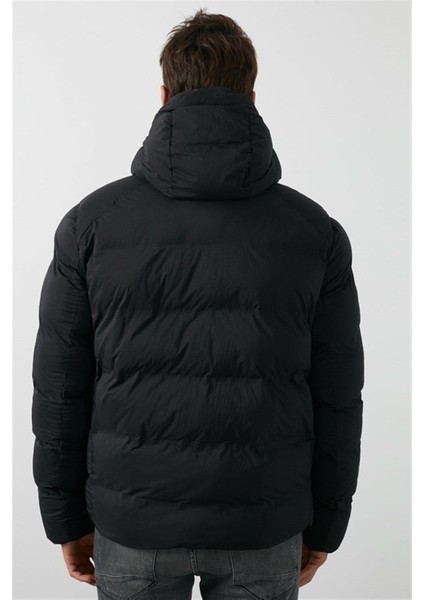 Nolan Coat Erkek Şişme Mont Parka Siyah V8