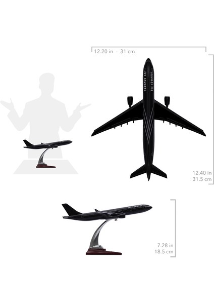 1:200 Airbus A330-300 Model Uçak, Siyah Renkli Uçak Maketi, Uçmayı Sevenler Için Dekoratif Kaideli Ürün, Koleksiyonerler Için Lisanslı Uçak