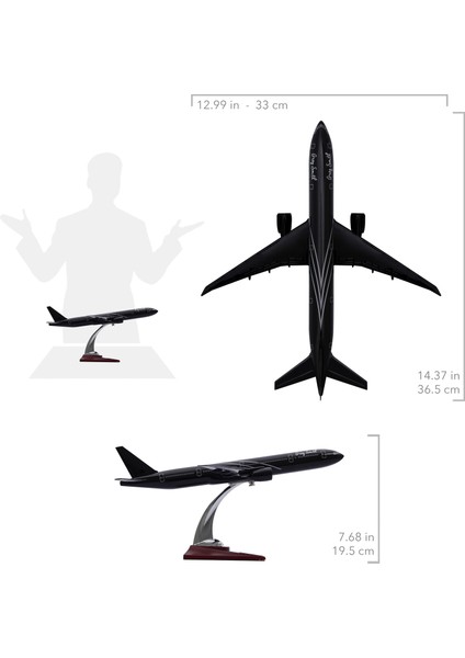 1:200 Boeing 777 - 300 Model Uçak, Siyah Renkli Uçak Maketi, Uçmayı Sevenler Için Dekoratif Ürün, Koleksiyonerler Için Lisanslı Uçak