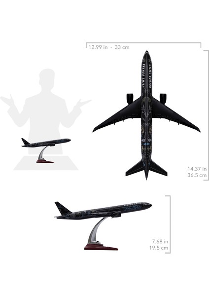 1:200 Boeing 777 - 300 Model Uçak, Siyah Renkli Uçak Maketi, Uçmayı Sevenler Için Dekoratif Ürün, Koleksiyonerler Için Lisanslı Uçak