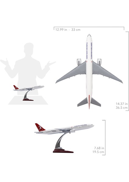 1:200 Boeing 777-300 Thy Lisanslı Model Uçak, Thy Uçak Maketi, Uçmayı Sevenler Için Dekoratif Kaideli Ürün, Koleksiyonerler Için Uçak