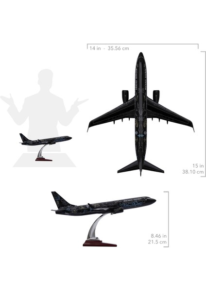 1:100 Boeing 737-800 Model Uçak, Siyah Renkli Uçak Maketi, Uçmayı Sevenler Için Dekoratif Kaideli Ürün, Koleksiyonerler Için Lisanslı Uçak