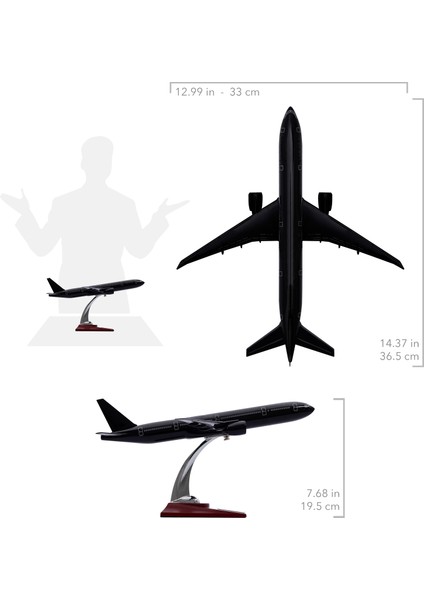 Boeing 777 - 300 Model Uçak, Siyah Renkli Uçak Maketi