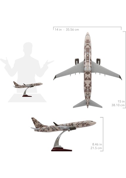 Boeing 737-800 Askeri Kamuflajlı Model Uçak Maketi