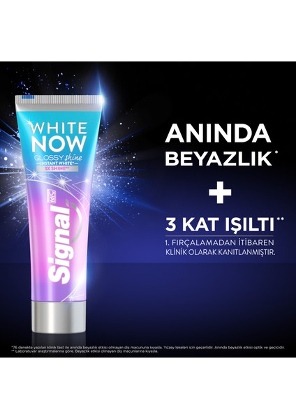 Diş Macunu  White Now Glossy Shine Anında Beyazlık +3 Kat Işıltı 75 ML