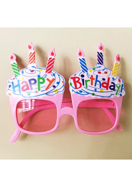 Parti Dünyası Happy Birthday Pembe Mumlu Parti Gözlüğü