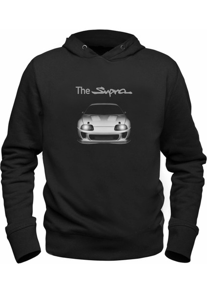 Araba Supra Tasarımlı Baskılı Siyah Sweatshirt