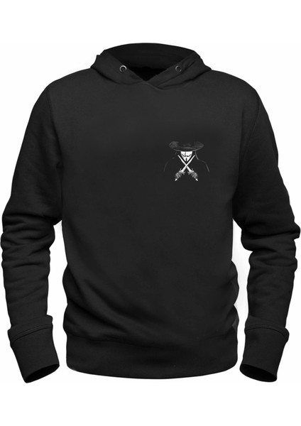 V For Vendetta Resimli Dijital Baskılrı Tasarımlı Siyah Sweatshirt
