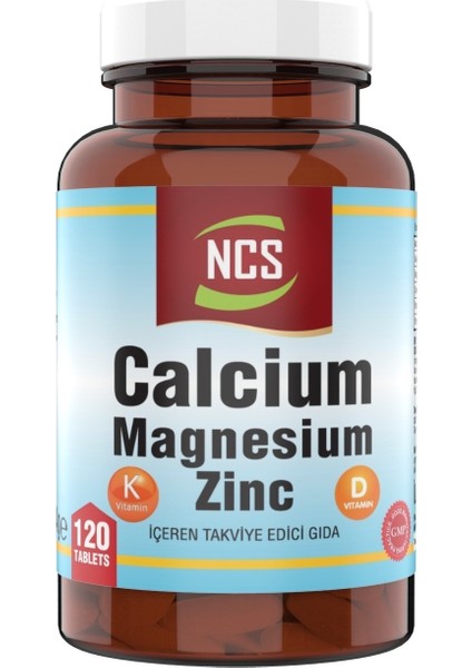 Kalsiyum Magnezyum Taurat Çinko 120 Tablet Vitamin D & K