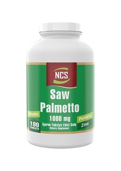 Saw Palmetto 1000 Mg Pumpkin Biotin Zinc Complex 180 Tablet