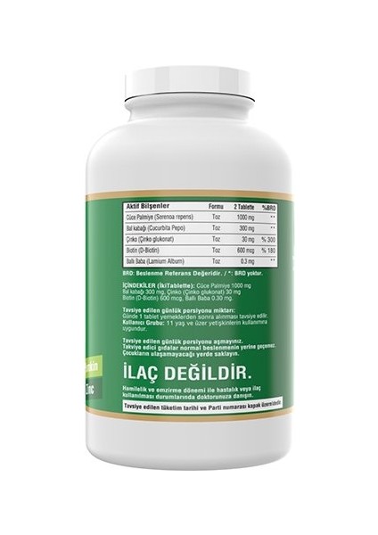 Saw Palmetto 1000 Mg Pumpkin Biotin Zinc Complex 180 Tablet fiyatları