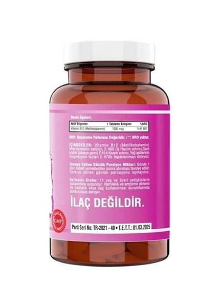 Vitamin B12 Metilkobalamin 1000 Mcg 120 Tablet